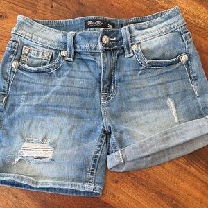 Miss Me Light Blue Distressed Jean Shorts
